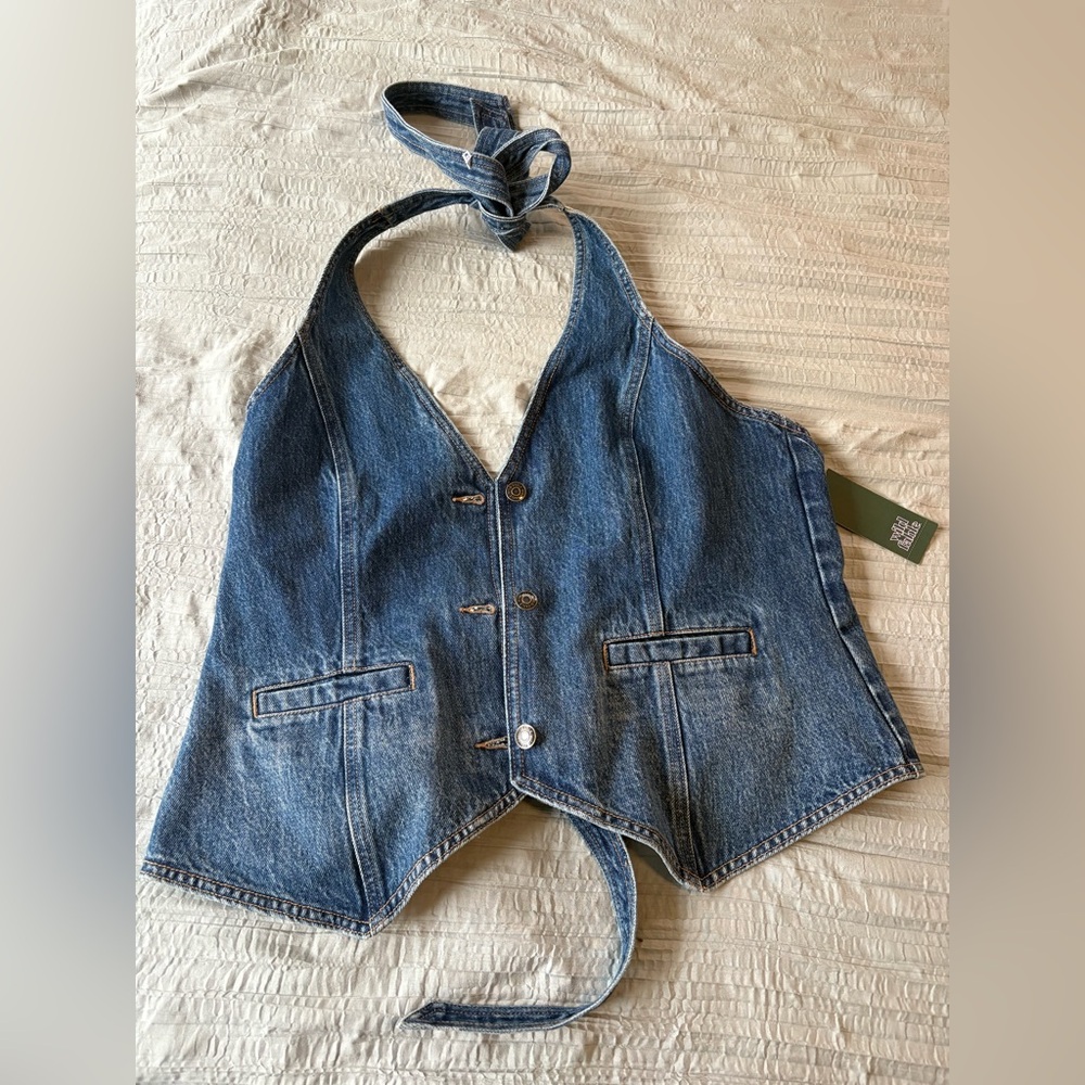 Women’s Open Back Halter Denim Vest